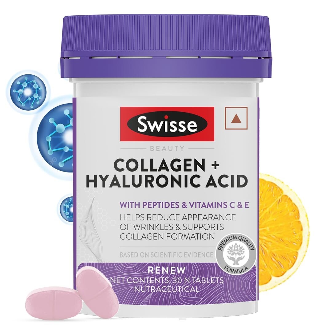 Swisse Collagen Peptides Hyaluronic Acid with Vitamins C E for Skin Repair  