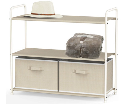 Simple Houseware 3-Tier Closet Storage with 2 Drawers, Beige