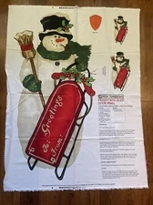 Daisy Kingdom Frosty with Sled Door Panel Cotton Fabric 36"X 45" Christmas 