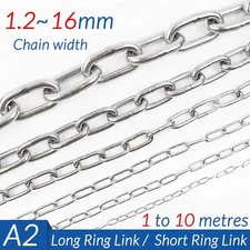 2 mm - 18 mm Chain Heavy Duty Outdoor Durable Security Links Stainless Steel A2