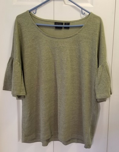 100% Linen Ruffle Short Sleeve Shirt 