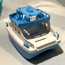 Green Toys Vehicle Ferry Boat Blue and White Bathtub Toy Made in USA