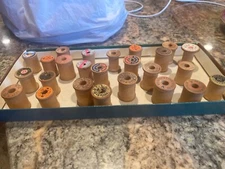 Lot of 25 Vintage Empty Wooden Thread Spools