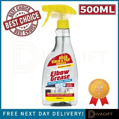 ELBOW GREASE ANTI-BACTERIAL SPRAY 500ML BLEACH FREE SURFACE CLEANER DIRT REMOVER