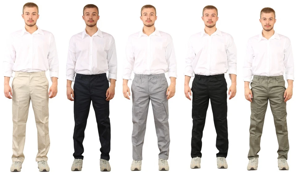 CLICKTOSTYLE MENS RUGBY TROUSERS FULL ELASTICATED WAIST CASUAL SMART POCKET PANTS PLUS SIZES