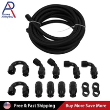 4AN 6AN 8AN 10AN E85 Braided 10FT 20FT Nylon PTFE Fuel Line Hose Fittings Kit