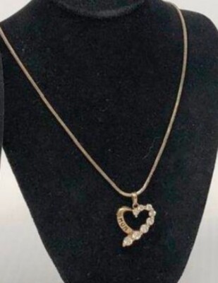 Gold Plate Over SS 925 MOM Gift Heart w/ CZs Pendant 24  Fine Box Chain Necklace