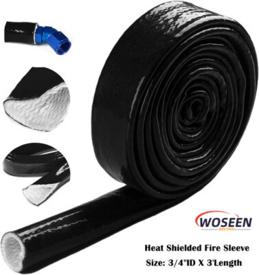 1M Black Fire Sleeve Braid Flame Heat Shield 3/4" For 10AN Oil