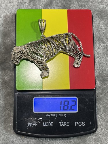 VTG Handmade Sterling Silver 3D Open Work Tiger Pendant !! No Scrap !! Rare!! - Picture 7 of 10