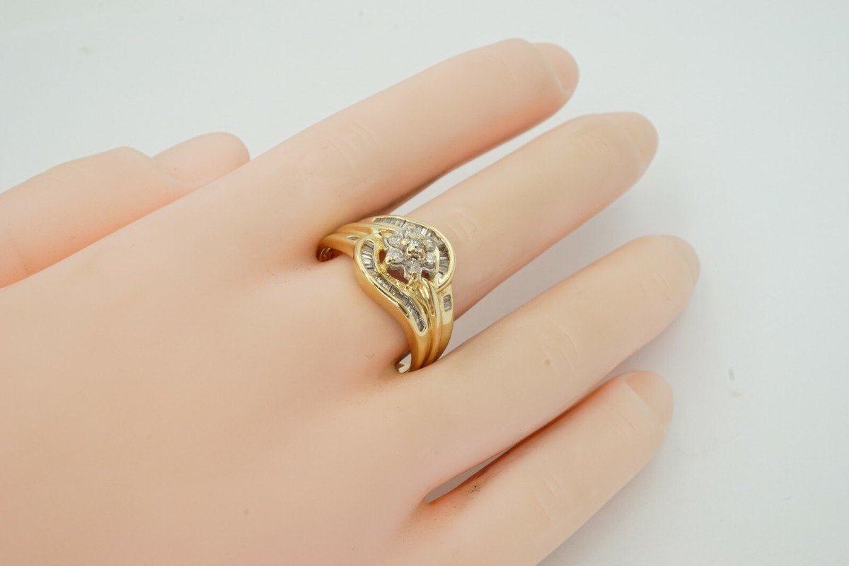 10k Yellow Gold 0.50 Carat Diamond Cluster Ring Size 7.25 | eBay