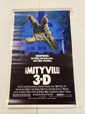 ROLLED 1983 AMITYVILLE 3D ORIGINAL US ONE SHEET MOVIE POSTER 27x41 MONSTERS