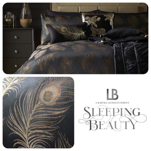 Laurence Llewelyn-Bowen DANDY Luxury Bedding Duvet Set Black Gold Feather Soft - Picture 1 of 24