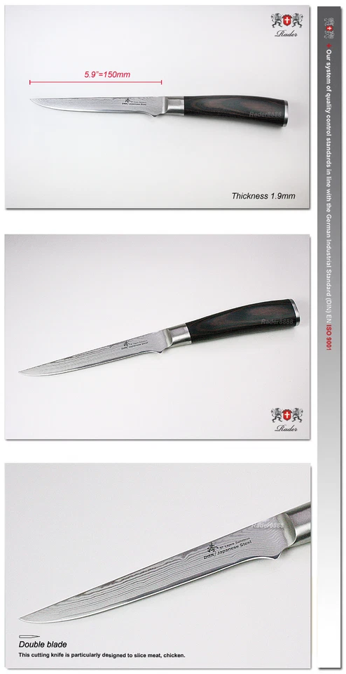Cuchillo deshuesador Damasco diseño japonés cuchillo de filete de cocina de 5,9 pulgadas ¡NUEVO!  Foto 2 de 3
