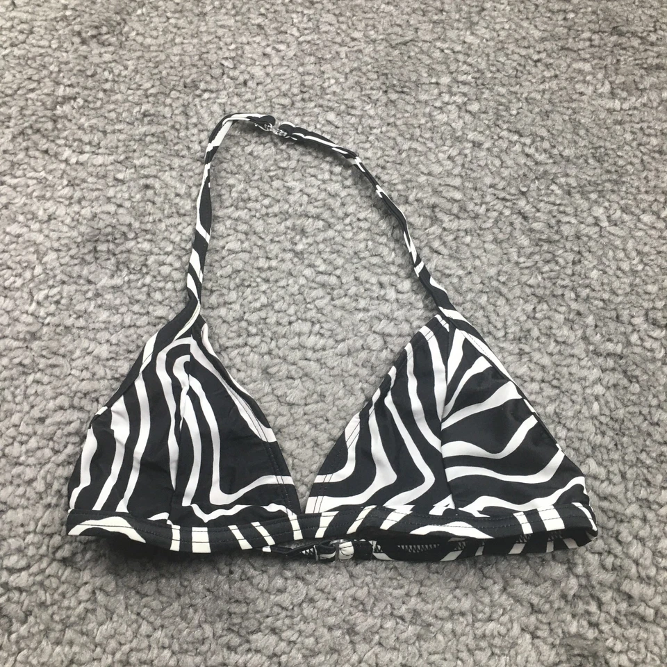 Sun Streak Newport News женщин бикини купальник Sz 8 черный зебра с бретелью через шею новый с Ярлыками - Изображение 2 из 4