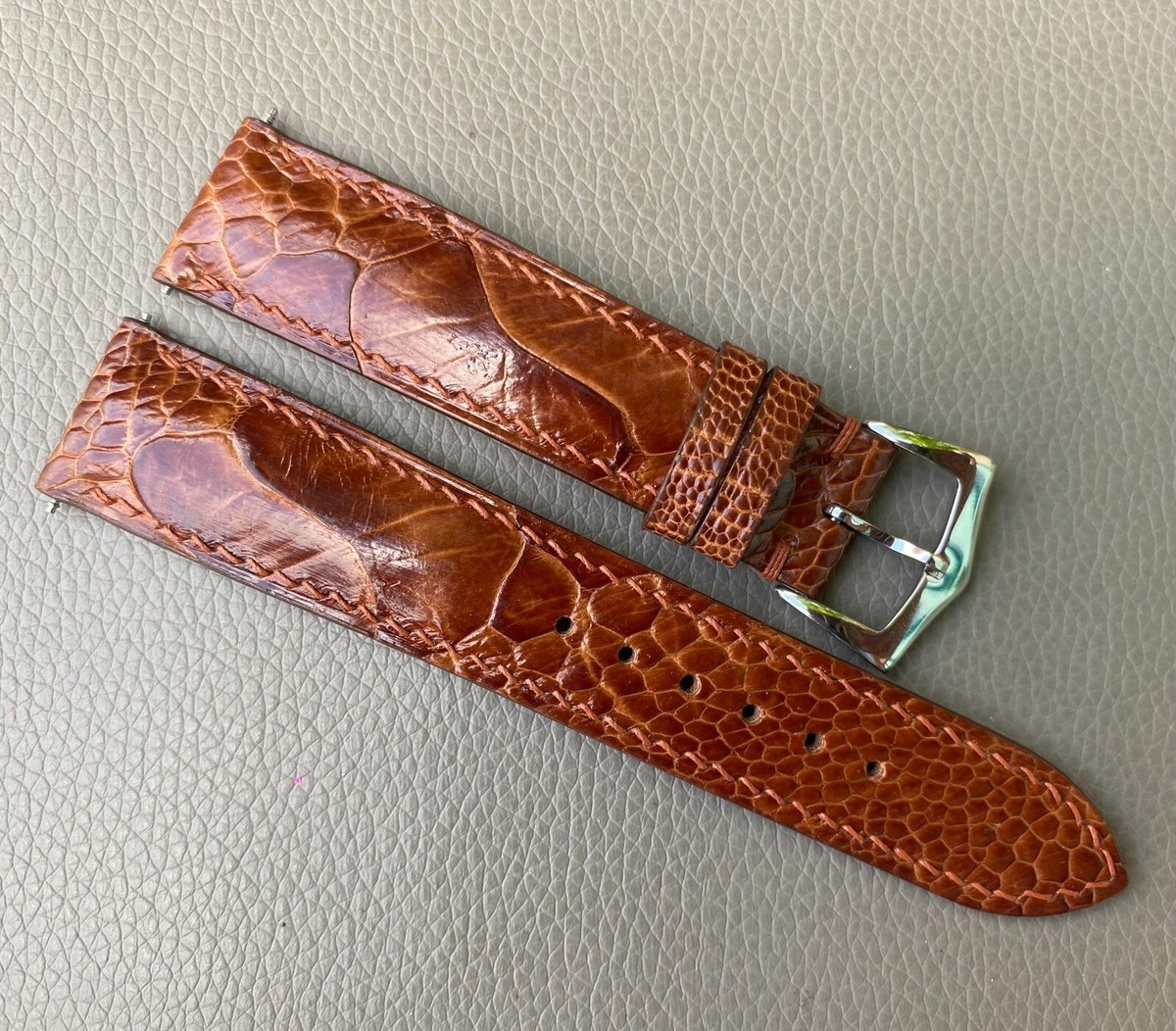 Genuine Ostrich leather Watch Strap Band Size 14 16 18 19 20 21 22 23 24 25  26mm