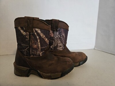 Rocky Kids Boys Brown Leather Aztec Wellington Camo Cowboy