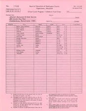 Hagerstown Maryland 1967 Letterhead School Cafeteria Order Form Hotel Pink *P10