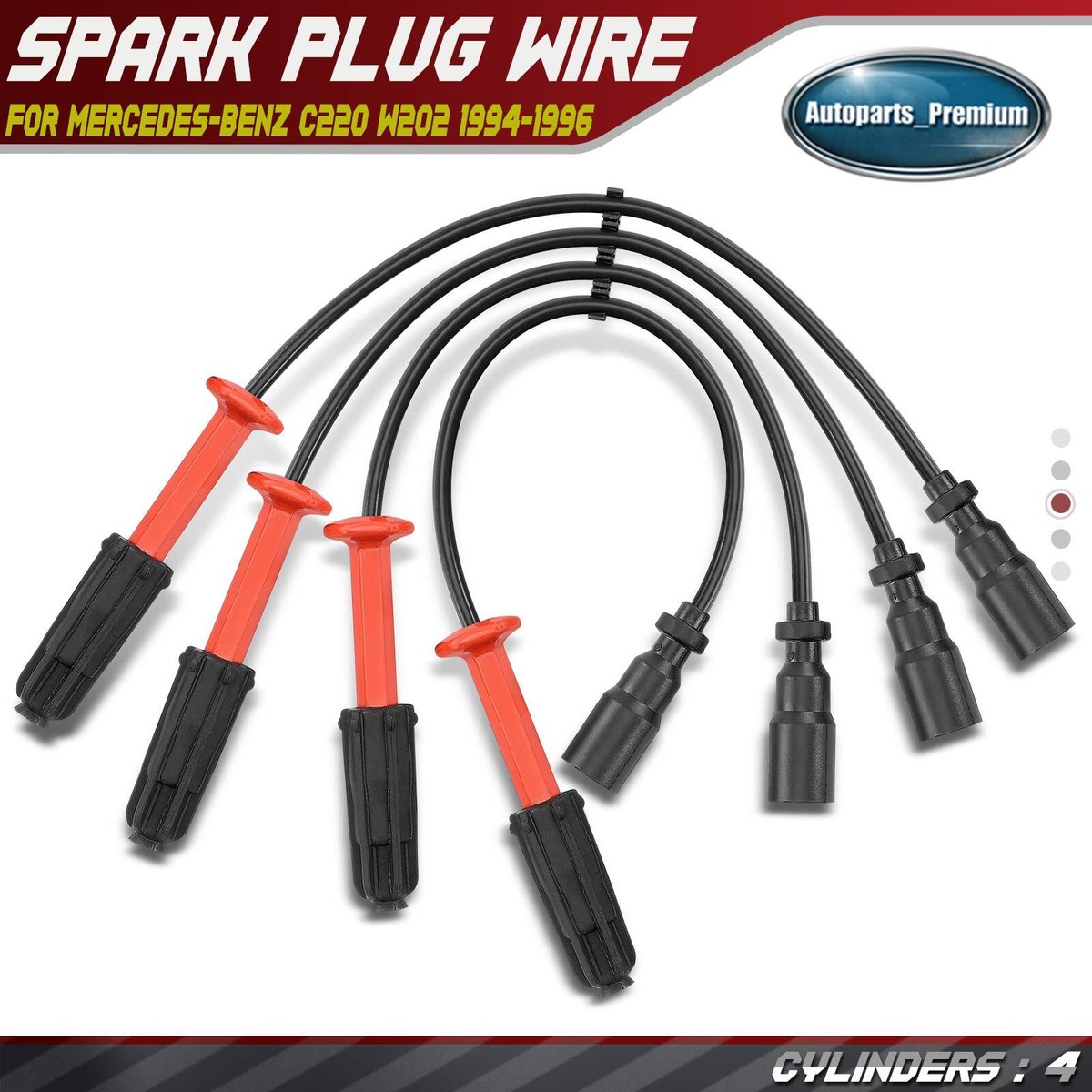 Juego De 4 Cables De Bujía Para Mercedes-Benz C220 W202 (1994-1996) Con Motor L4 2.2L - 7mm - Referencia 1101591818