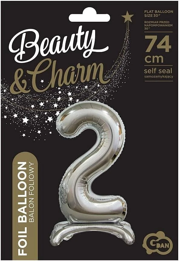 Palloncino gonfiabile Numeri Colore Argento da tavolo con appoggio. alti 74 Cm - Immagine 3 di 3