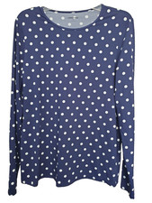 Lands' End Blue Polka Dot Long Sleeve Rash Guard Swim Tee Size Large Long