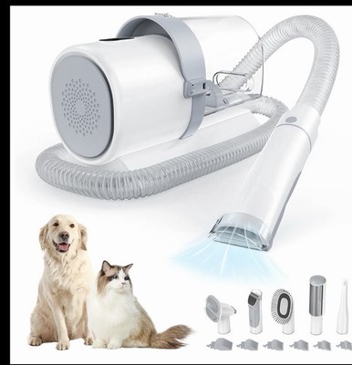 Dog Grooming Vacuum Kit w/ Clippers Brush Tools 1.5L Dust Cup Shedding Hair