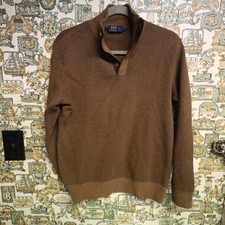 Polo Ralph Lauren Sweater Mens Small S Herringbone 100 Italian Merino Wool HOLE