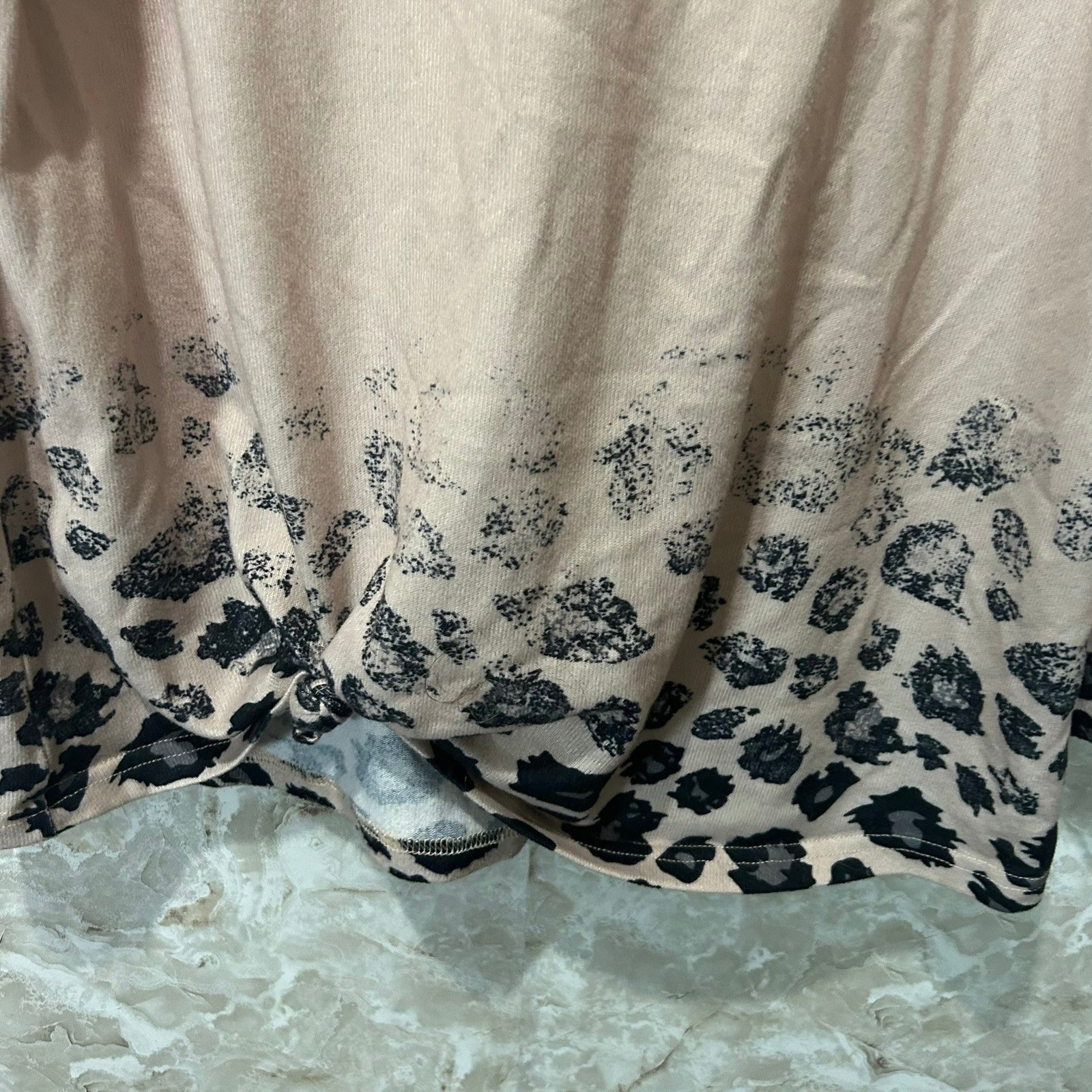 Tickled Teal Women's Leopard Print Long Sleeve Top with Tie - Size L