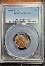 1909 VDB Lincoln Wheat Cent MS63 BN PCGS Beautiful Tone
