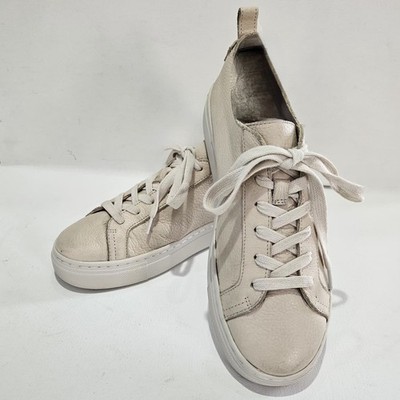Massimo Dutti Sneakers Womens 38 Beige Leather Low Top Lace Up Casual Shoes