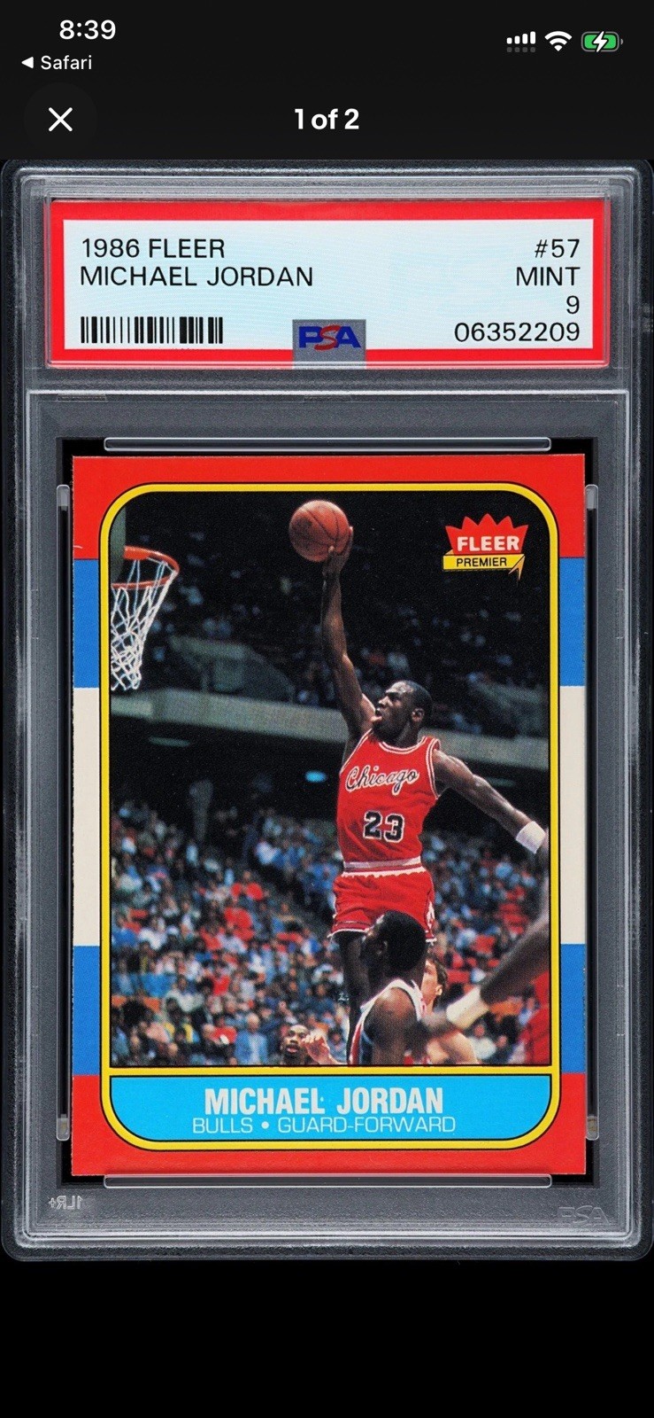 Fleer 1986 Michael Jordan Chicago Bulls #57 PSA 9 Graded RC insert CHASE HIT⬇️