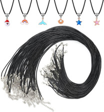 Black Necklace Cord with Clasp Lot 50pcs 24 Inch Black Waxed Cotton String Ropes