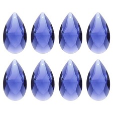 8Pcs Teardrop Crystal Drop Beads, Faceted Chandelier Prisms Parts, Bright Blue