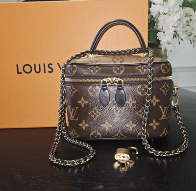 LOUIS VUITTON Reverse Monogram Vanity Canvas PM Braided gold