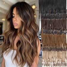 Tip Remy Human Hair Extensions Loop Nano Beads Highlight Full Head 1G Nano Ring
