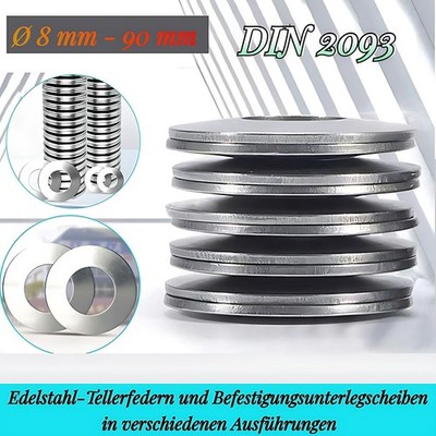 Tellerfedern DIN 2093 Edelstahl Spannscheibe Ø 8mm bis 90mm- verschiedene Größen