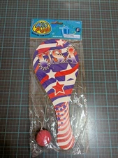 Kid Fun Making Fun Easy Paddle Ball USA Red Blue #1408 