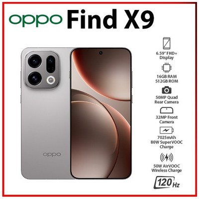 NEW OPPO Find X9 5G 16GB+512GB GREY GLOBAL Ver. Dual SIM Android Mobile Phone