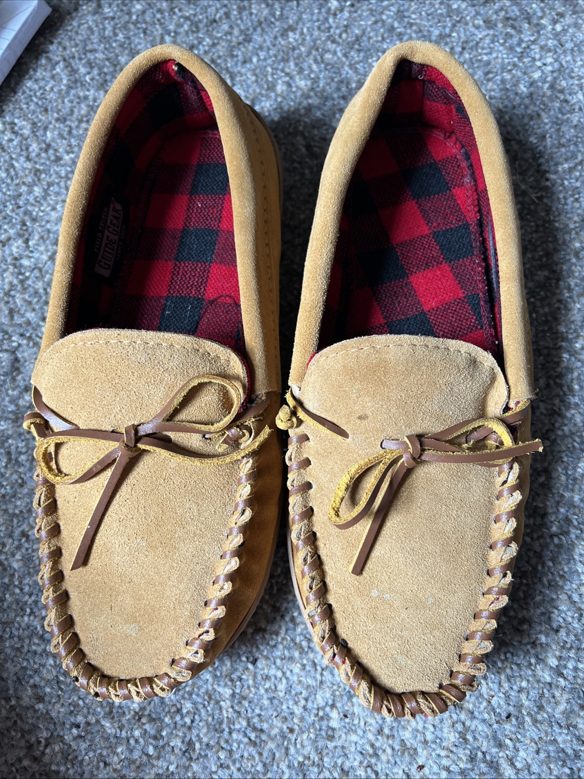 PANTOFOLA D’ORO Nuovo Guide Gear mocassini da uomo in pelle trapper marrone taglie pantofole taglia 7 uomo