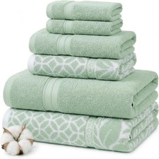 6 Piece Bath Towel Set - Bathroom Set with 2 Bath Towels, 2 Hand Towels, and 2 W