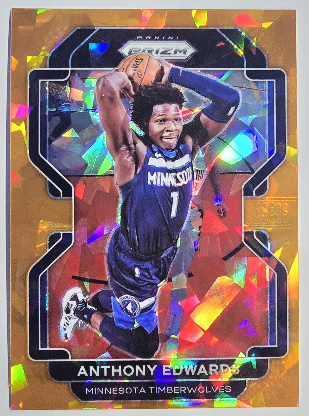 2021-2022 Panini Prizm Cracked Orange Ice Anthony Edwards Prizm #37 🟡🧊