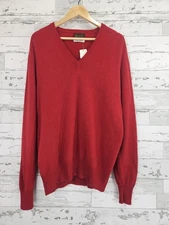 Vintage Roots Made in Scotland 100% Pure Lambswool Red Sweater Mens 112cm/44"  M