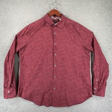 Robert Graham Shirt Mens XL Flip Cuff Long Sleeve Button Up Maroon Preppy Party