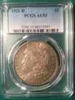 1921-D Morgan Silver Dollar Graded by PCGS AU53