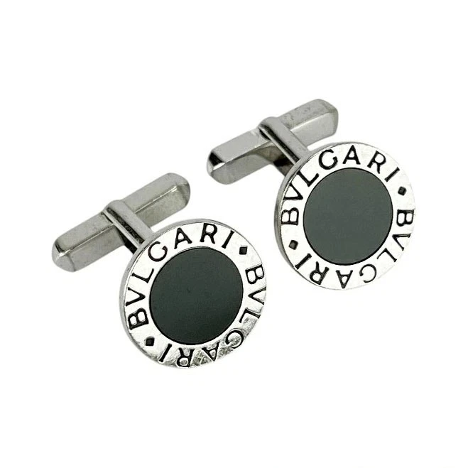 BVLGARI ブラックカフリンクス シルバー製 BVLGARI ブラックカフリンクス シルバー製 BVLGARI ブラック