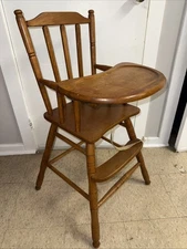 Vintage Handcrafted Solid Wood High Chair w/ Removable Tray 37" Great Shape*
