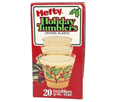 Vintage Hefty Holiday Christmas Tumblers Crystal Plastic 1981 New Sealed