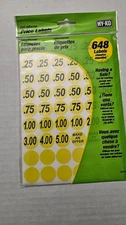 HY-KO YELLOW SELF-ADHESIVE PRICE TAGS. 648 LABELS PER PACK. #30103