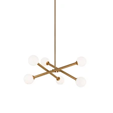 Aged Gold Brass Six Light Pendant from the Matchstix Collection