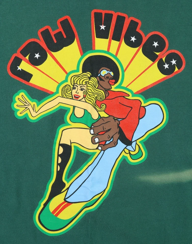 Camiseta De Colección Años 90 EE. UU. XL Verde RAW VIBES Fresca Jive Hip Hop Blues Música Disco Foto 3 de 4