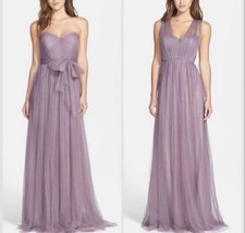 Jenny Yoo BHLDN Anthropologie Annabelle Tulle Strapless Dress 6 Purple Bow